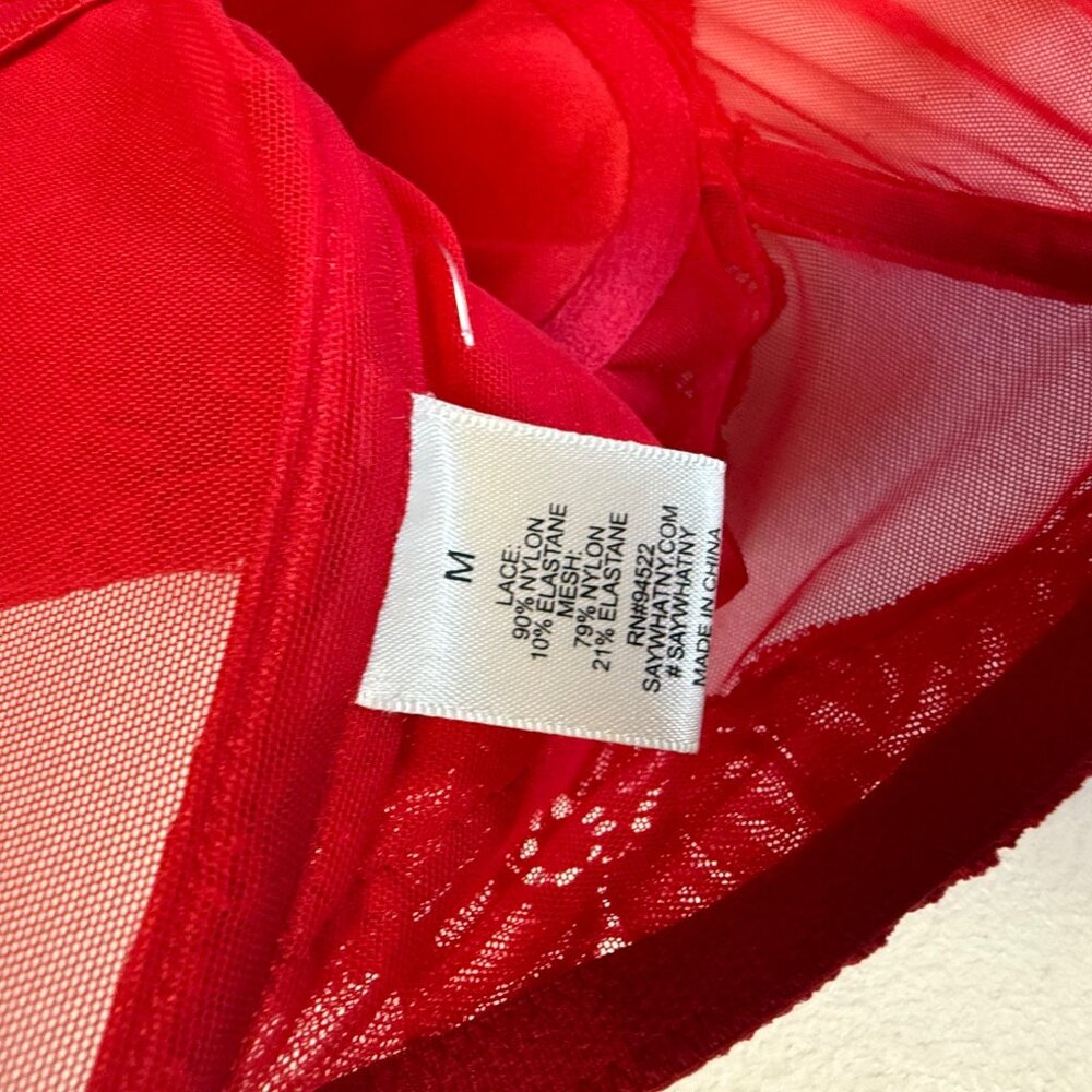 Say What Corset Crop top, Lace, Red, Medium - Picture 5 of 7